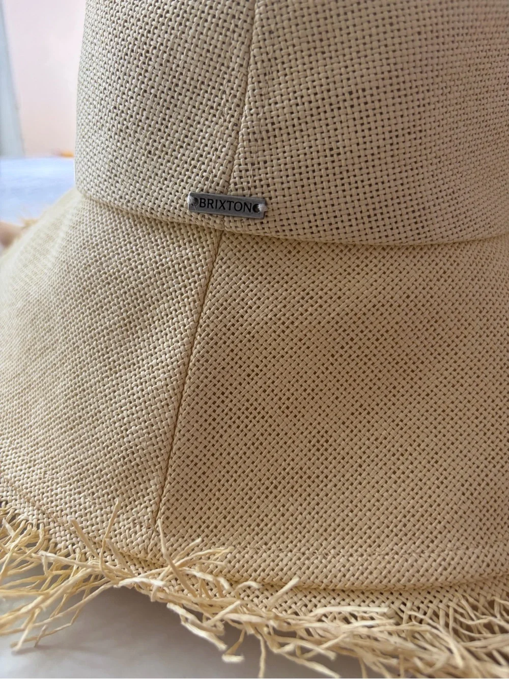 Brixton Frayed Brim Straw Hat - Natural Tan Bucket styleBoho Resort Women XS/S - Picture 3 of 9